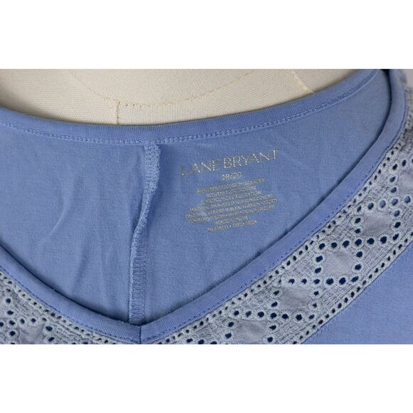 Lane Bryant Size 18/20 Blouse Sleeveless Eyelet Neckline Blue - Picture 5 of 6